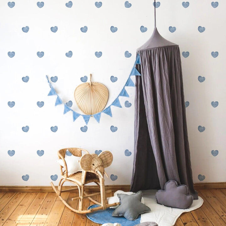 Funlife® Heart Shape Watercolor Haze Blue Vinyl Decals Multi-Color Dots Wall Stickers for Kids Boys Girls Bedroom Living Room - Parker and Olive