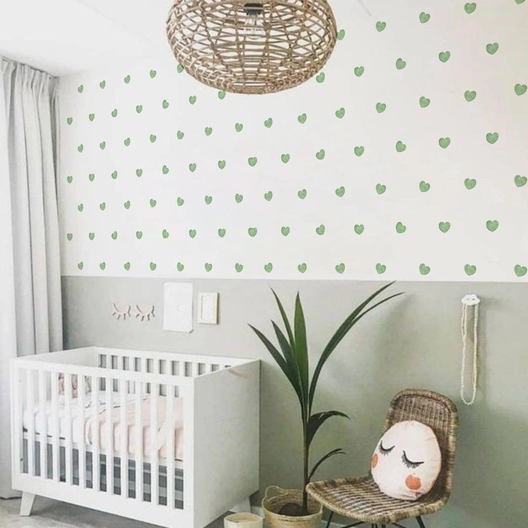 Funlife® Heart Shape Watercolor Haze Blue Vinyl Decals Multi-Color Dots Wall Stickers for Kids Boys Girls Bedroom Living Room - Parker and Olive