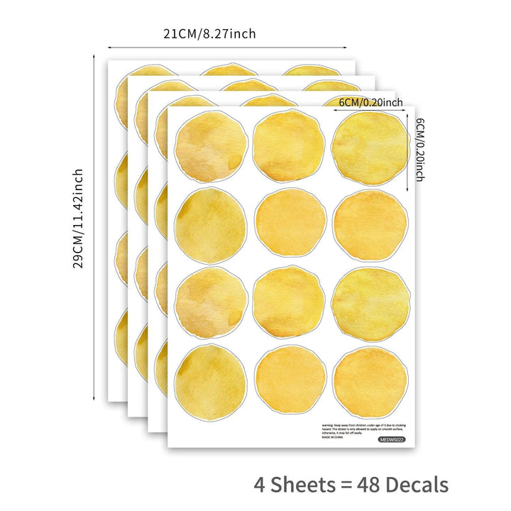 Funlife® Watercolor Circle Pattern Lemon Yellow Hand Print Removable Vinyl Wall Stickers Dots Wall Stickers for Nursery Room - Parker and Olive