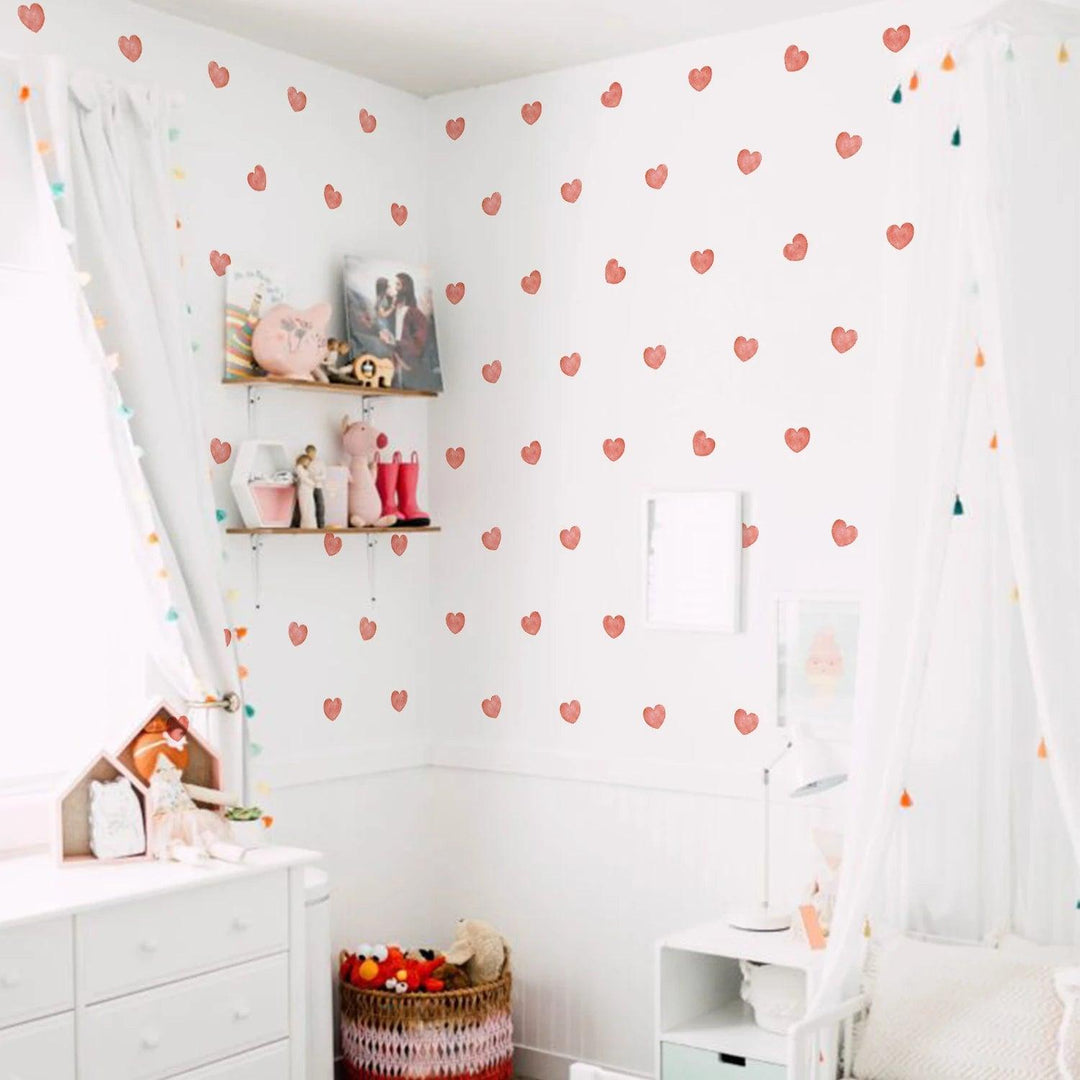 Funlife® Heart Shape Watercolor Haze Blue Vinyl Decals Multi-Color Dots Wall Stickers for Kids Boys Girls Bedroom Living Room - Parker and Olive