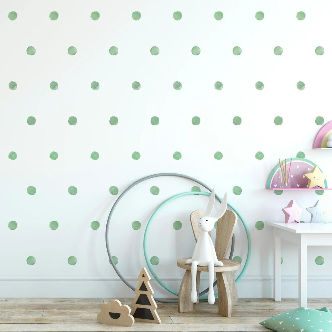 Funlife® Watercolor Circle Pattern Lemon Yellow Hand Print Removable Vinyl Wall Stickers Dots Wall Stickers for Nursery Room - Parker and Olive