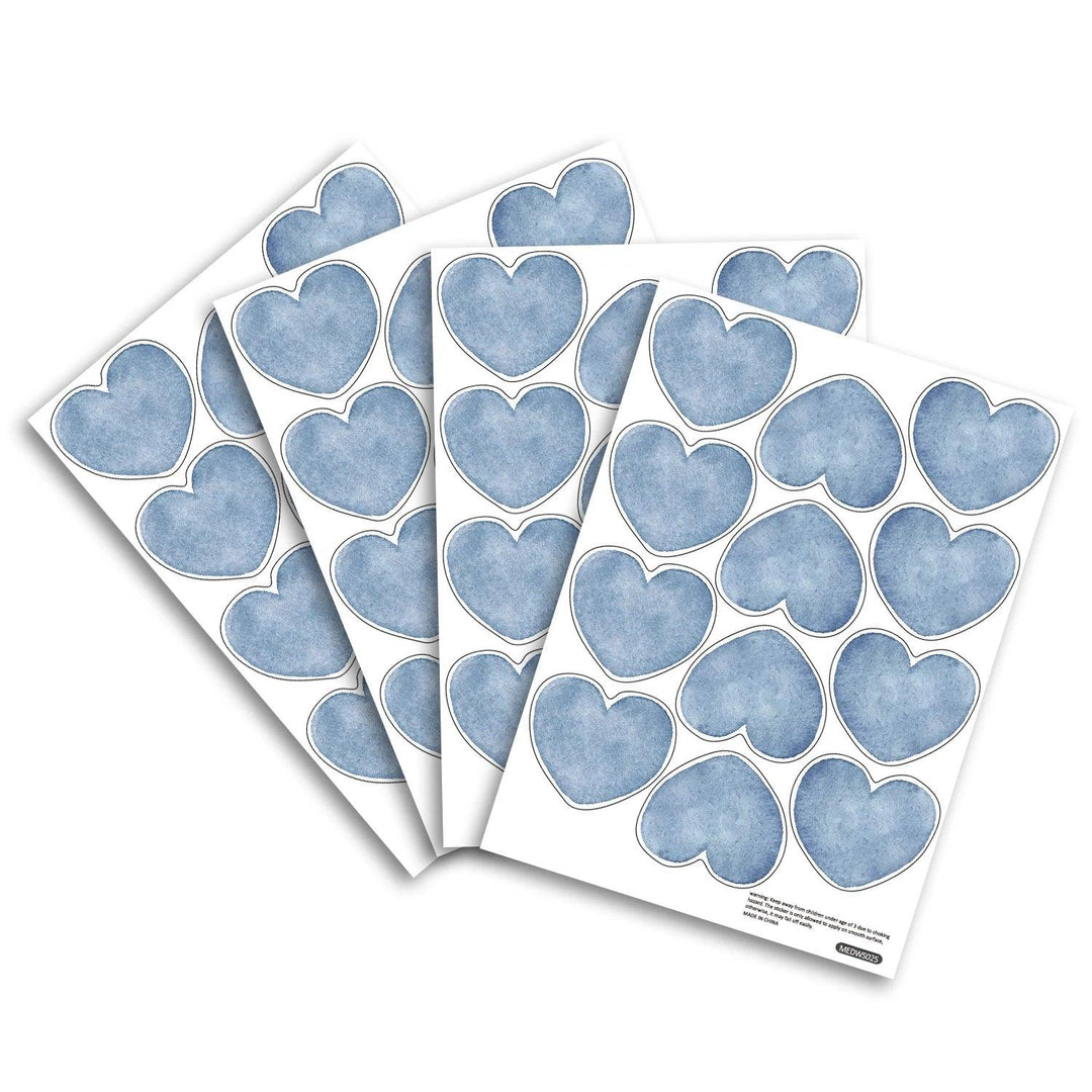 Funlife® Heart Shape Watercolor Haze Blue Vinyl Decals Multi-Color Dots Wall Stickers for Kids Boys Girls Bedroom Living Room - Parker and Olive