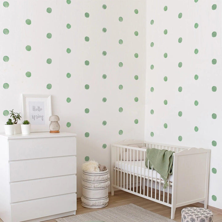 Funlife® Watercolor Circle Pattern Lemon Yellow Hand Print Removable Vinyl Wall Stickers Dots Wall Stickers for Nursery Room - Parker and Olive