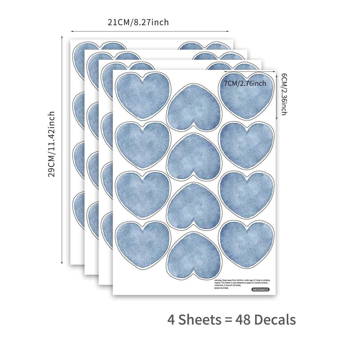 Funlife® Heart Shape Watercolor Haze Blue Vinyl Decals Multi-Color Dots Wall Stickers for Kids Boys Girls Bedroom Living Room - Parker and Olive