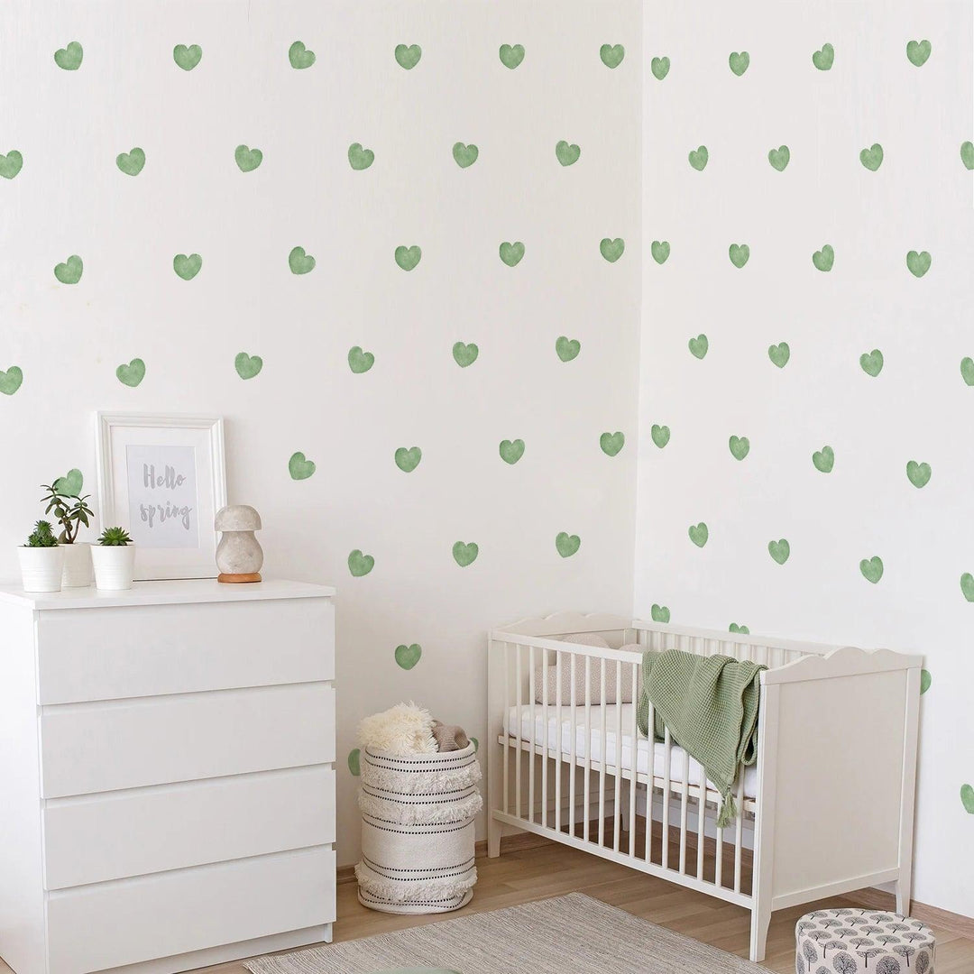 Funlife® Heart Shape Watercolor Haze Blue Vinyl Decals Multi-Color Dots Wall Stickers for Kids Boys Girls Bedroom Living Room - Parker and Olive