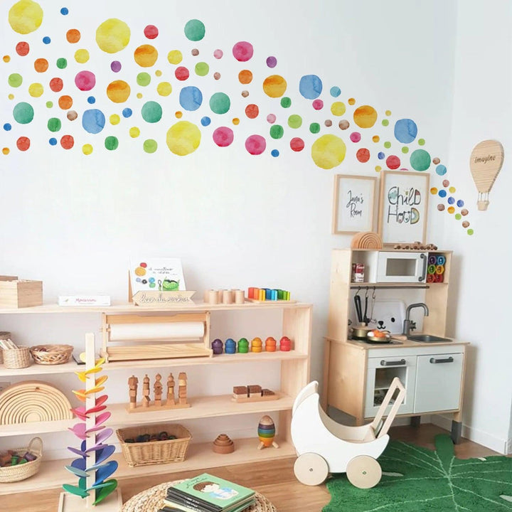Funlife® 140 PCS Watercolor Polka Dots Wall Decals DIY Nursery Room Decorative Wall Stickers for Kids Room Bedroom Home Decor - Parker and Olive