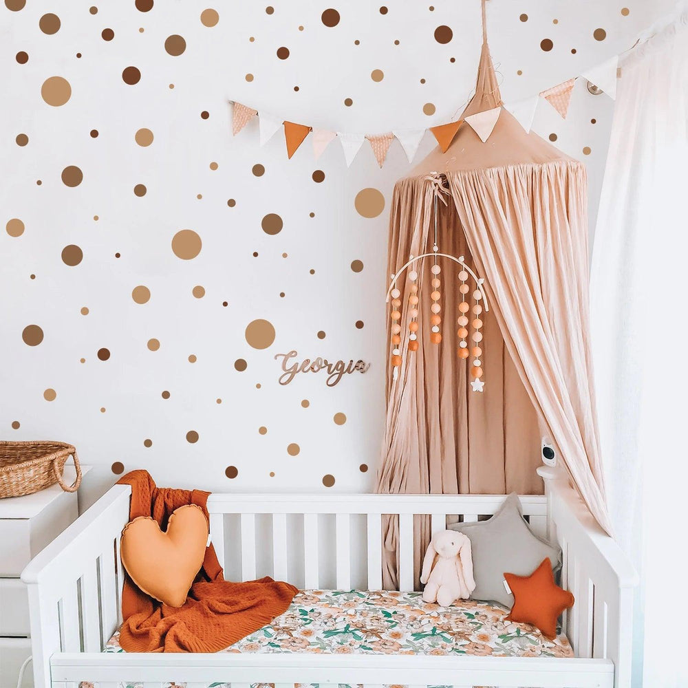 Funlife® 140 PCS Boho Brown Polka Dots Wall Stickers Nursery Removable Vinyl Wall Decal Kids Boy Room Home Decor - Parker and Olive