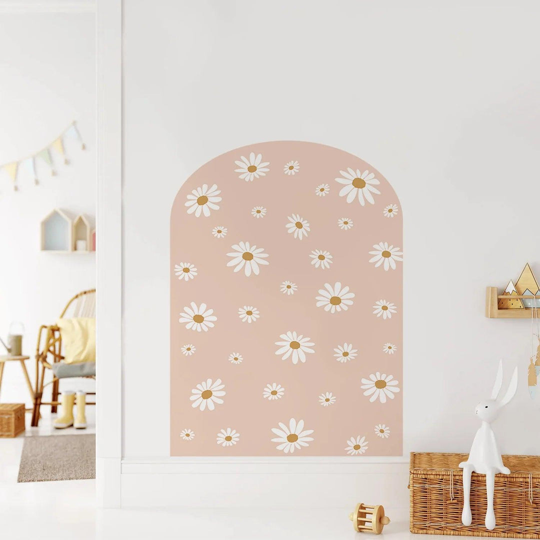 Minimalist Color Daisy Arch Decal for Bed or Crib Decor Removable Peel and Stick Wall Sticker Home Decoration Interior Wallpaper - Parker and Olive