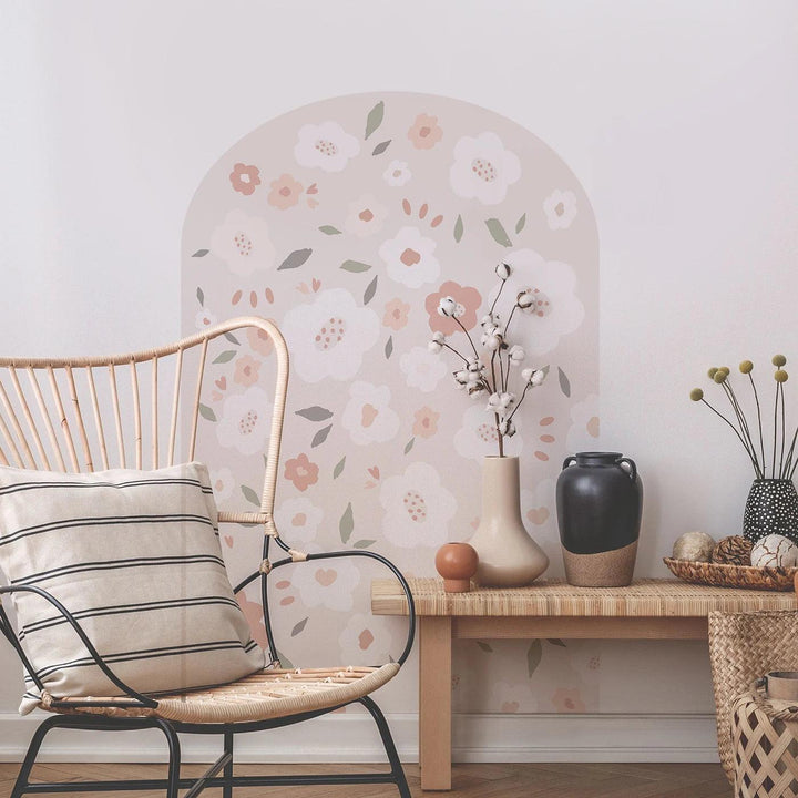 Funlife® Art Cartoon Light Pink Arch Daisy Wallpaper Self Adhesive Wall Sticker Nursery Living Room Decorative Removable Decor - Parker and Olive