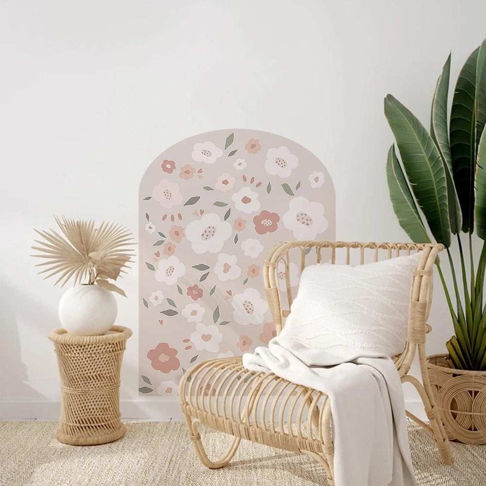Funlife® Art Cartoon Light Pink Arch Daisy Wallpaper Self Adhesive Wall Sticker Nursery Living Room Decorative Removable Decor - Parker and Olive