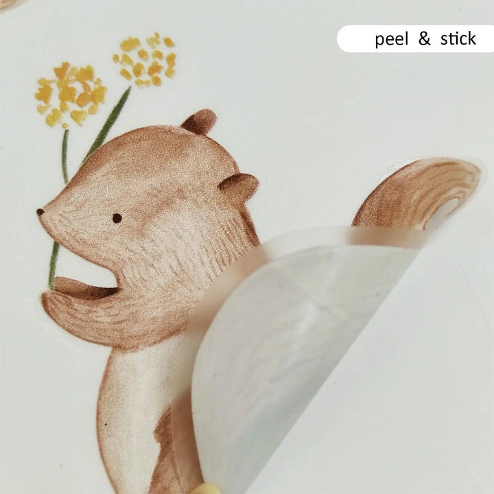 Funlife Wall Art Decals Watercolor Nursery Animals Waterproof Peel & Stick Vinyl Wall Stickers for Baby Kids Room Home Decor - Parker and Olive