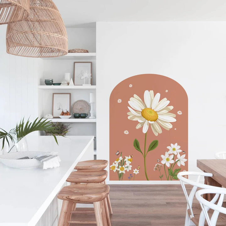 70*96CM Boho Art Wall Decal Big Arch Daisy Wall Stickers for Nursery Kids Rooms Living Room Home Interior Decoration Girls Decor - Parker and Olive