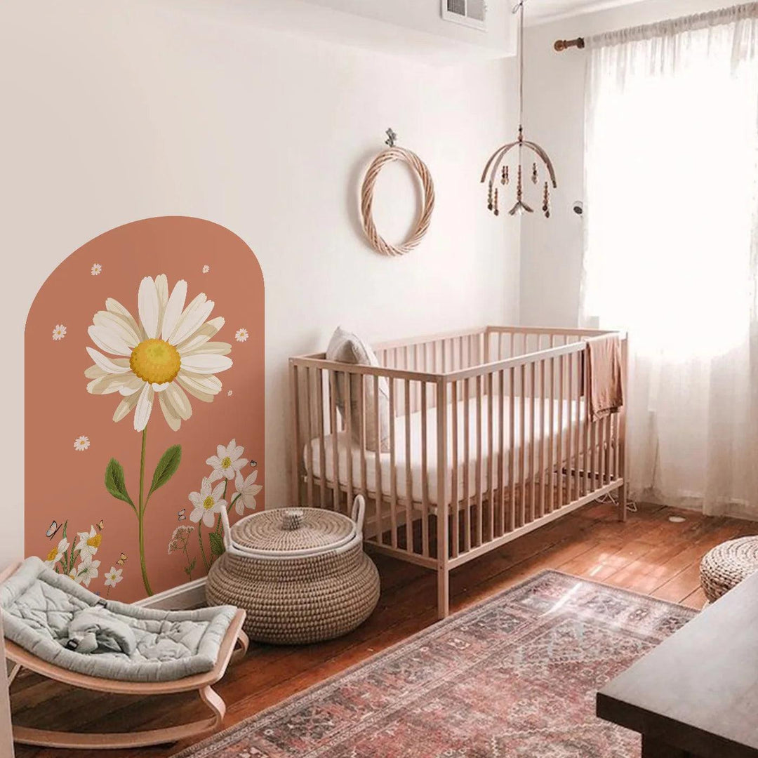 70*96CM Boho Art Wall Decal Big Arch Daisy Wall Stickers for Nursery Kids Rooms Living Room Home Interior Decoration Girls Decor - Parker and Olive