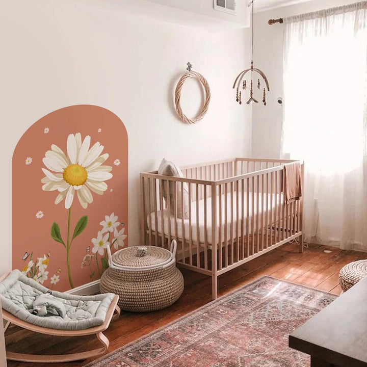 70*96CM Boho Art Wall Decal Big Arch Daisy Wall Stickers for Nursery Kids Rooms Living Room Home Interior Decoration Girls Decor - Parker and Olive