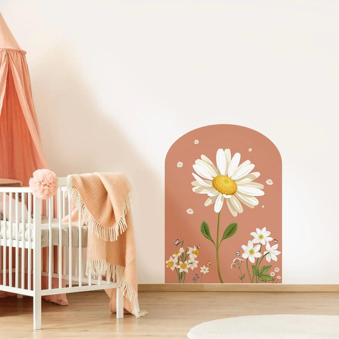 70*96CM Boho Art Wall Decal Big Arch Daisy Wall Stickers for Nursery Kids Rooms Living Room Home Interior Decoration Girls Decor - Parker and Olive