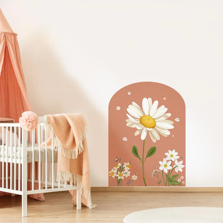 70*96CM Boho Art Wall Decal Big Arch Daisy Wall Stickers for Nursery Kids Rooms Living Room Home Interior Decoration Girls Decor - Parker and Olive