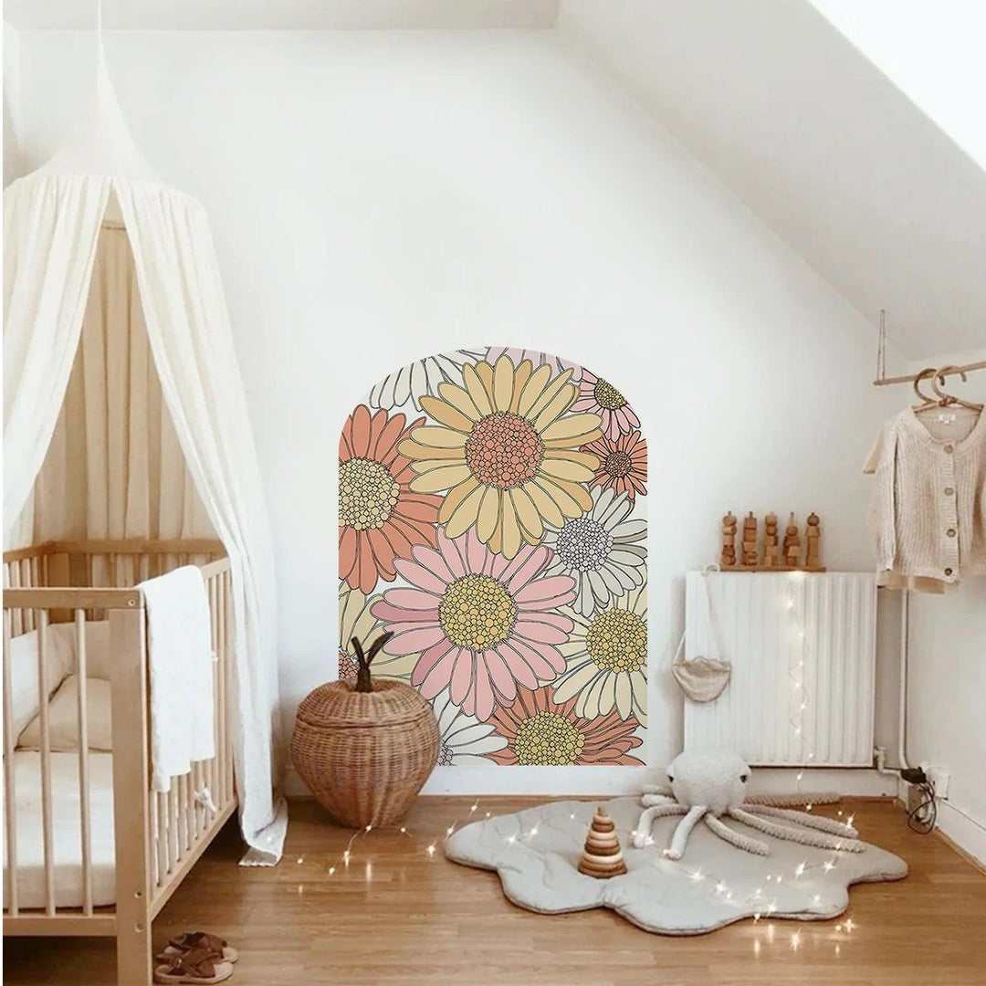 Bohemia Daisy Arch Floral Wall Decal Nursery Bedroom Self-adhesive Wallpaper Home Interior Decorative Wall Sticker Kids Rooms - Parker and Olive