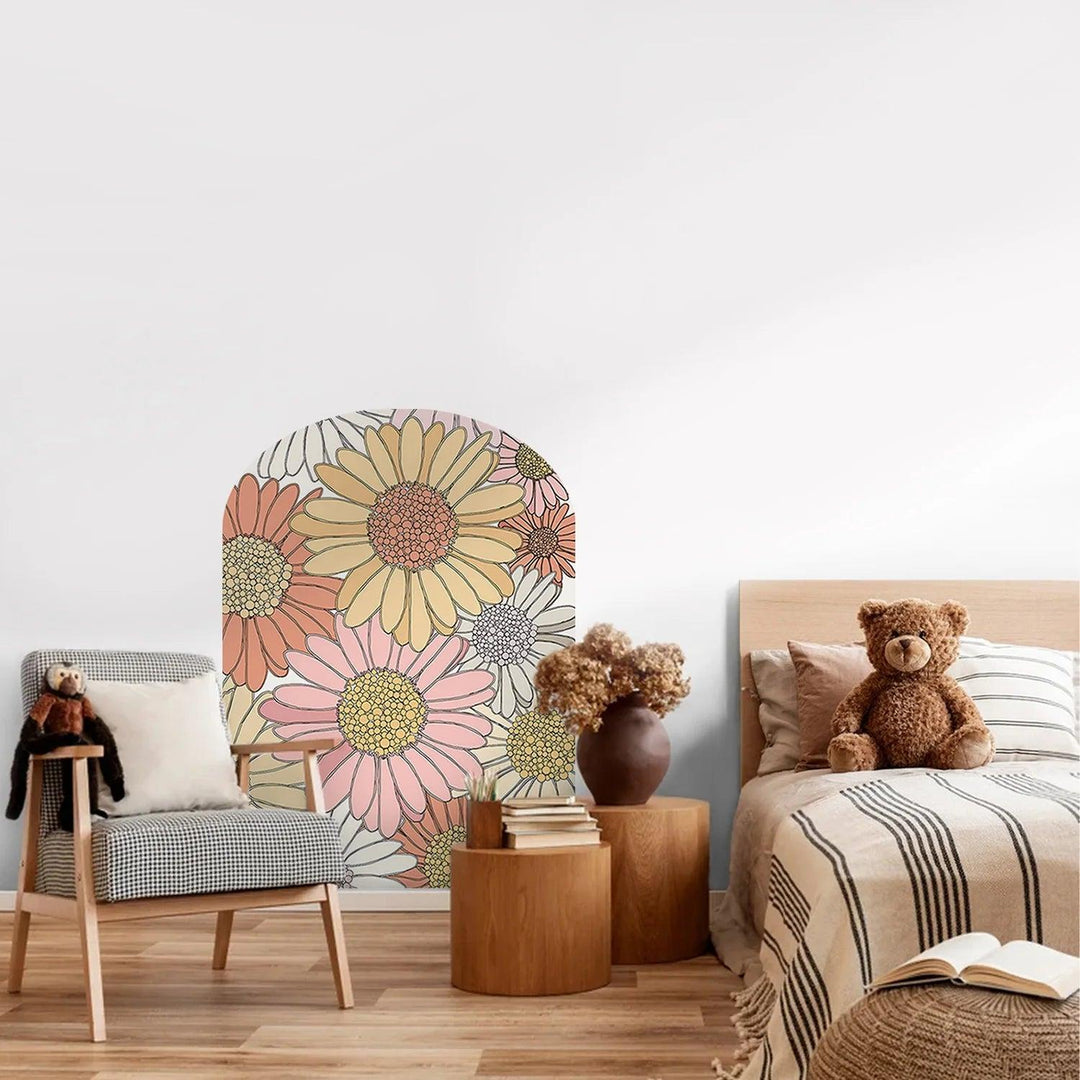 Bohemia Daisy Arch Floral Wall Decal Nursery Bedroom Self-adhesive Wallpaper Home Interior Decorative Wall Sticker Kids Rooms - Parker and Olive