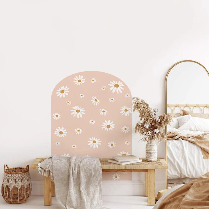 Minimalist Color Daisy Arch Decal for Bed or Crib Decor Removable Peel and Stick Wall Sticker Home Decoration Interior Wallpaper - Parker and Olive