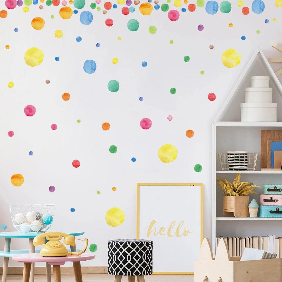 Funlife® 140 PCS Watercolor Polka Dots Wall Decals DIY Nursery Room Decorative Wall Stickers for Kids Room Bedroom Home Decor - Parker and Olive