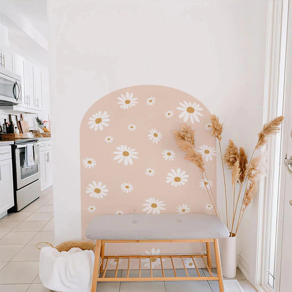 Minimalist Color Daisy Arch Decal for Bed or Crib Decor Removable Peel and Stick Wall Sticker Home Decoration Interior Wallpaper - Parker and Olive