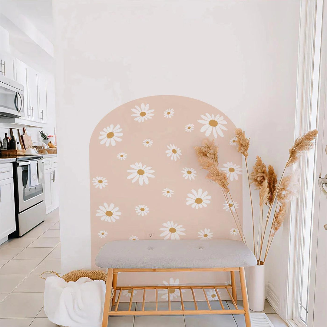 Minimalist Color Daisy Arch Decal for Bed or Crib Decor Removable Peel and Stick Wall Sticker Home Decoration Interior Wallpaper - Parker and Olive