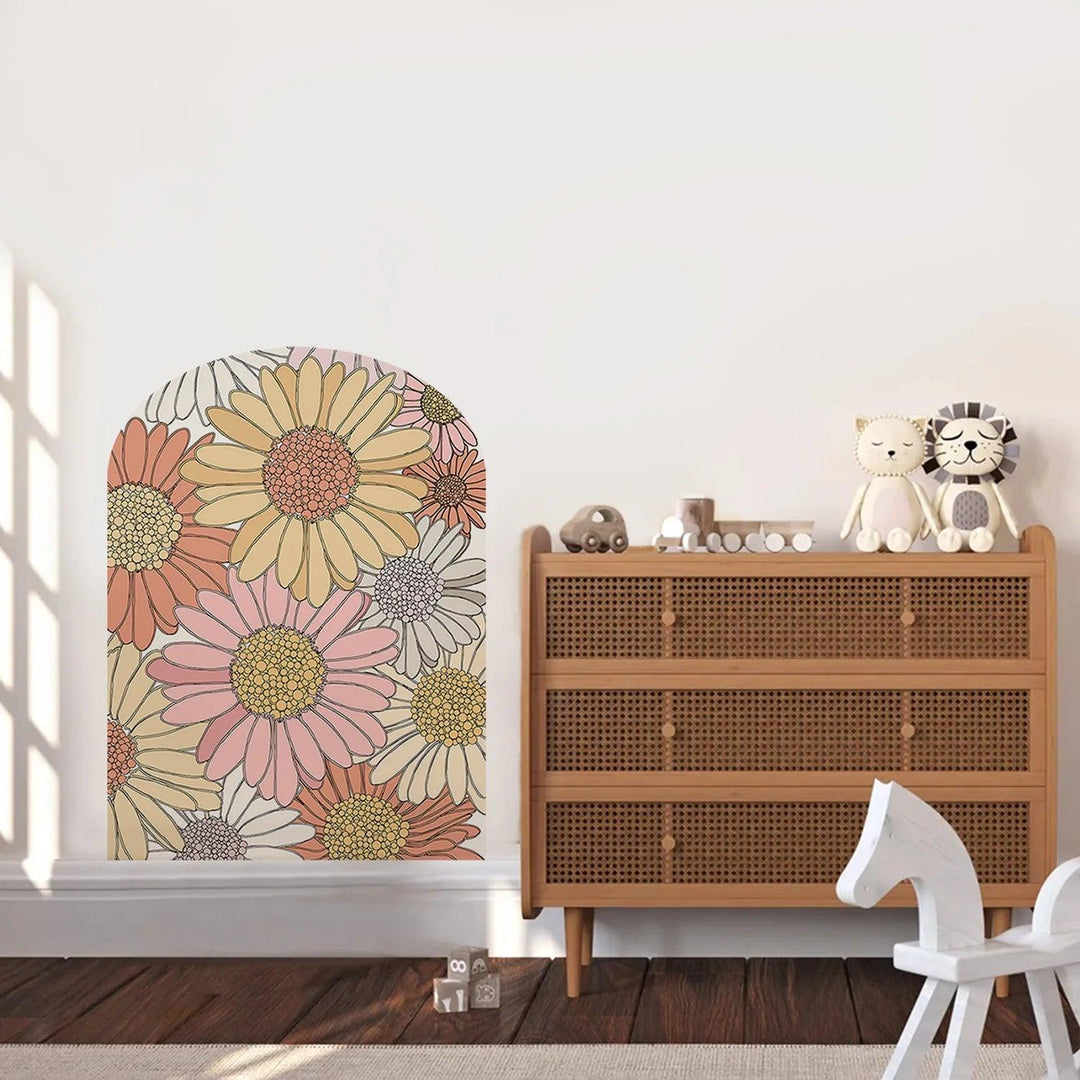 Bohemia Daisy Arch Floral Wall Decal Nursery Bedroom Self-adhesive Wallpaper Home Interior Decorative Wall Sticker Kids Rooms - Parker and Olive