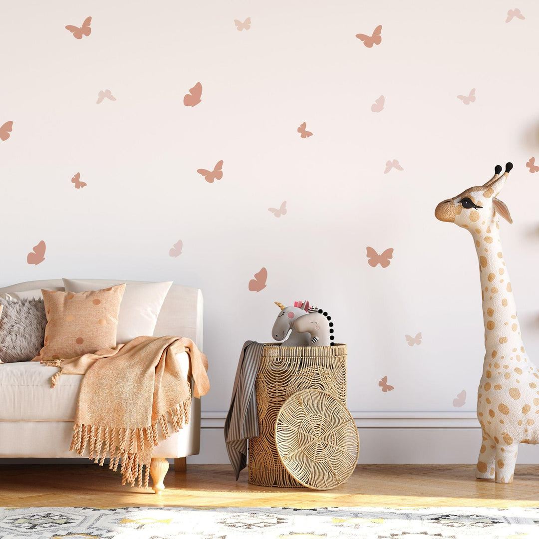 Boho Soft Pink Butterfly Nursery Wall Decals - Parker and Olive