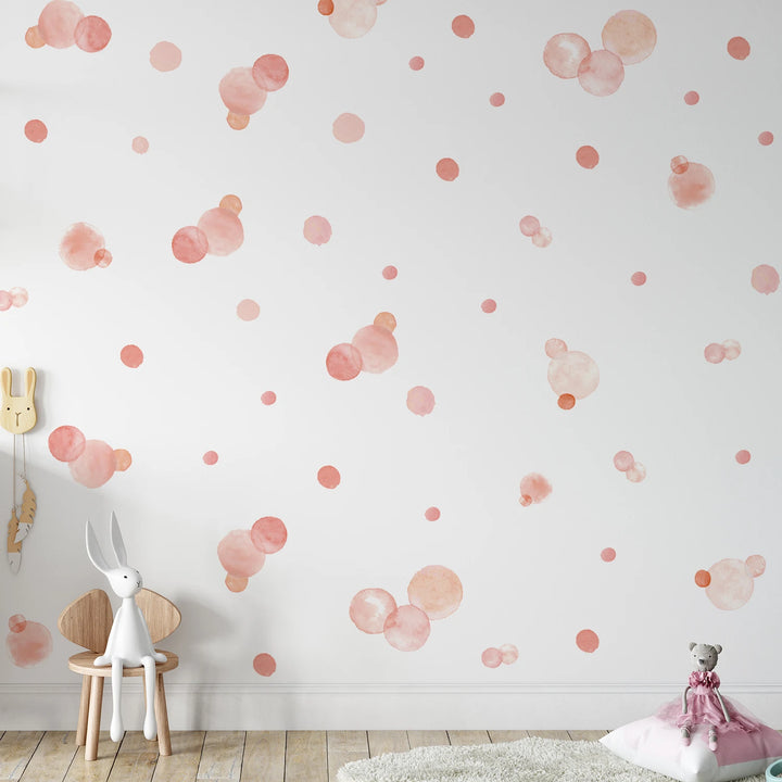 Pink Watercolor Polka Dot Wall Decal Stickers