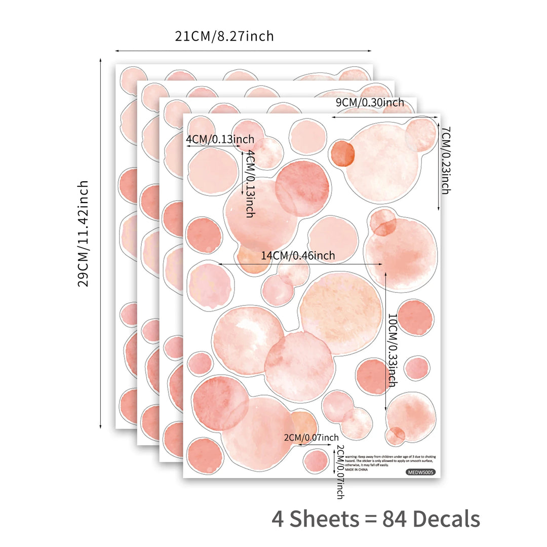 Pink Watercolor Polka Dot Wall Decal Stickers