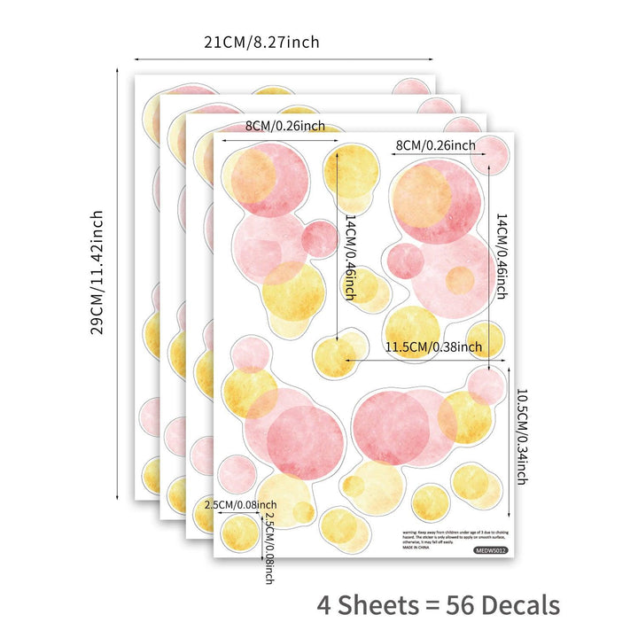 Pink & Yellow Watercolor Polka Dot Wall Decals - Parker and Olive