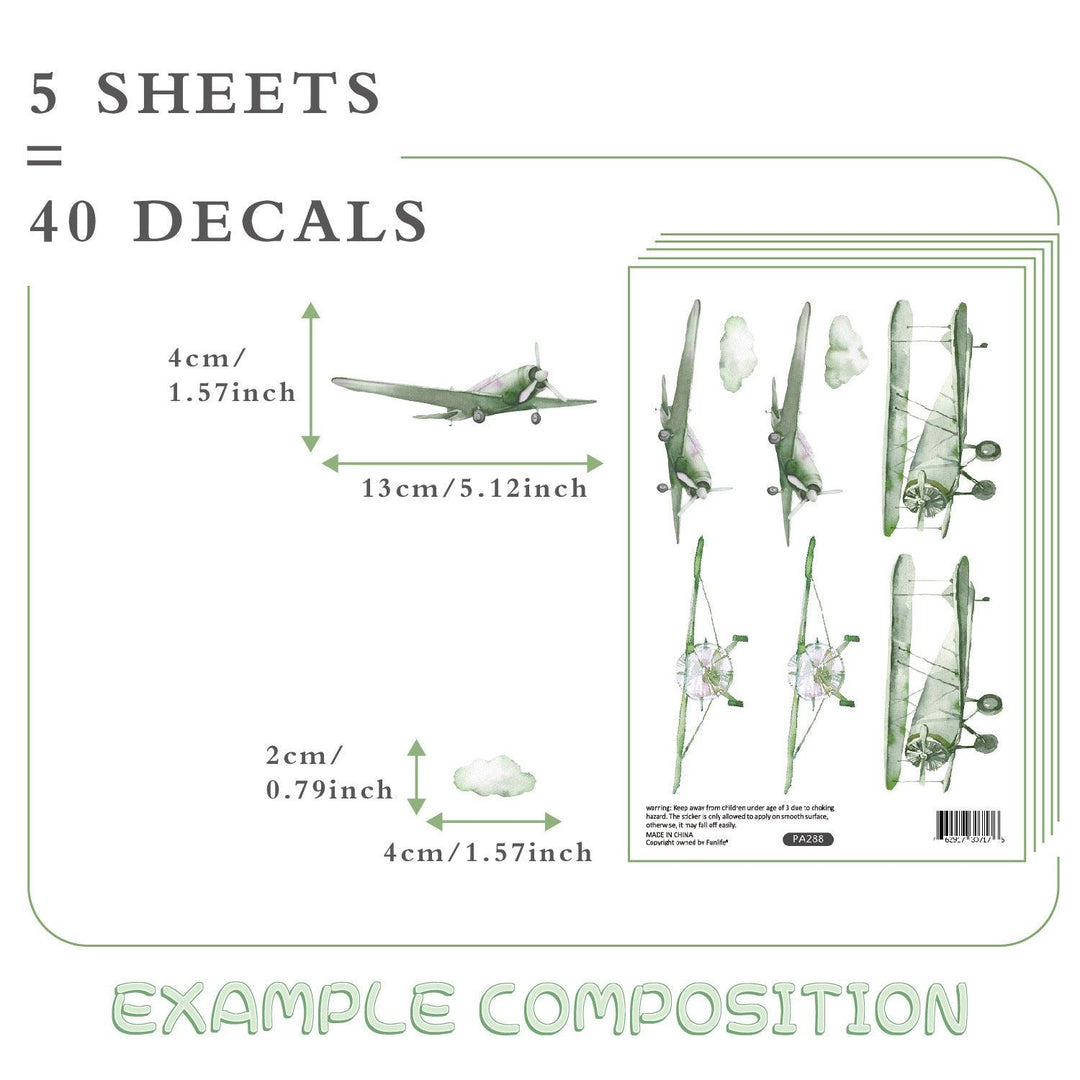 Green Airplane Wall Decals - Parker and Olive