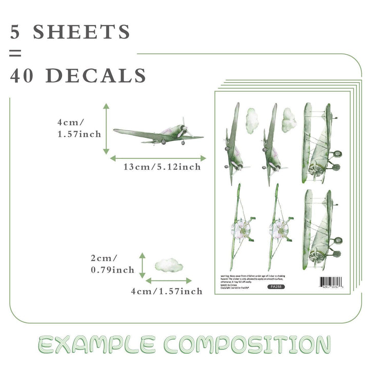 Green Airplane Wall Decals - Parker and Olive
