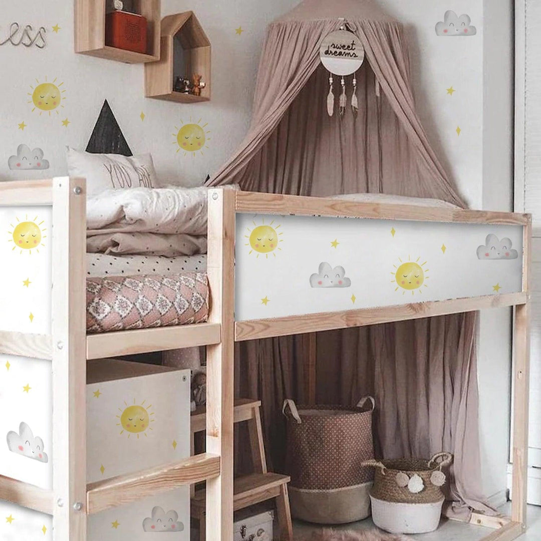 Cartoon Sun & Clouds Wall Decal Stickers - Parker and Olive