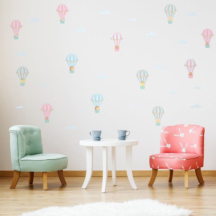 Animal Hot Air Balloon Wall Decal Stickers - Parker and Olive