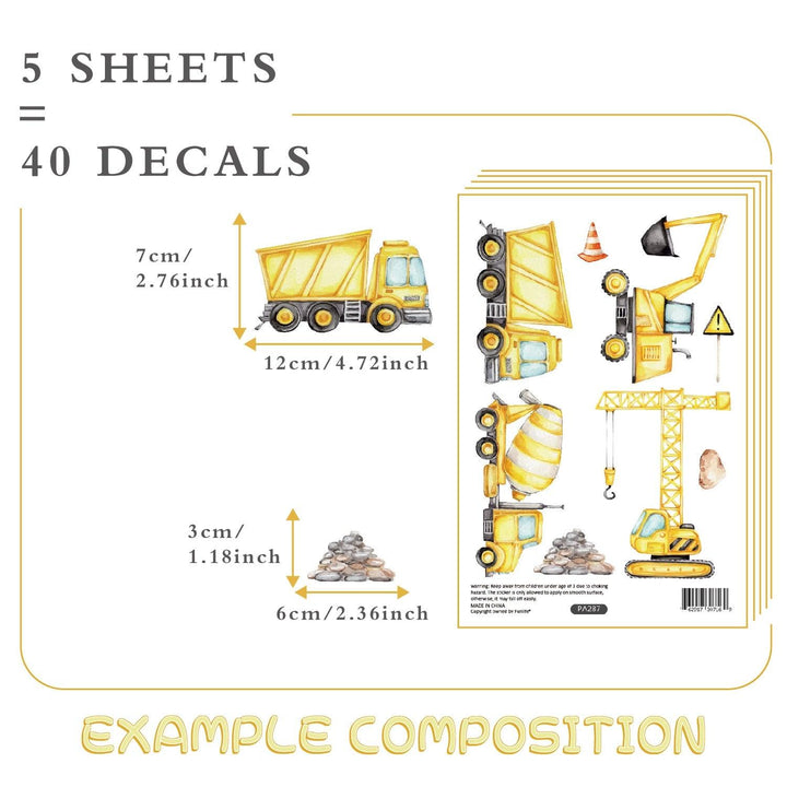 Construction Wall Decal Stickers - Parker and Olive