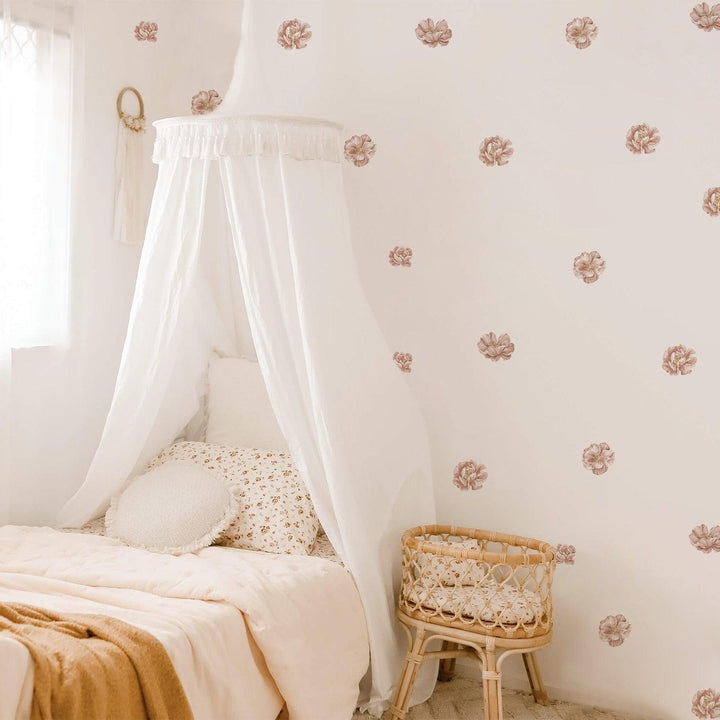 Boho Wall Decal Stickers - Pink Garden Flowers - Parker and Olive