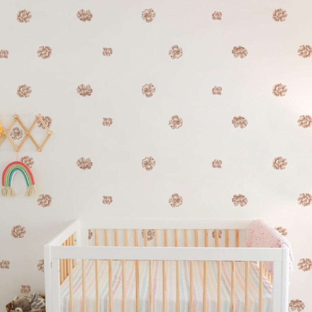 Boho Wall Decal Stickers - Pink Garden Flowers - Parker and Olive
