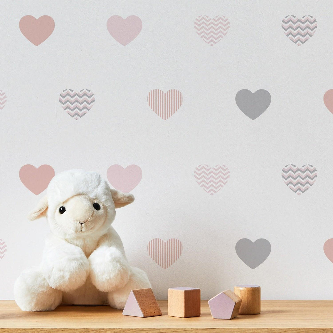 Boho Pattern Hearts Nursery Wall Decals - Parker and Olive