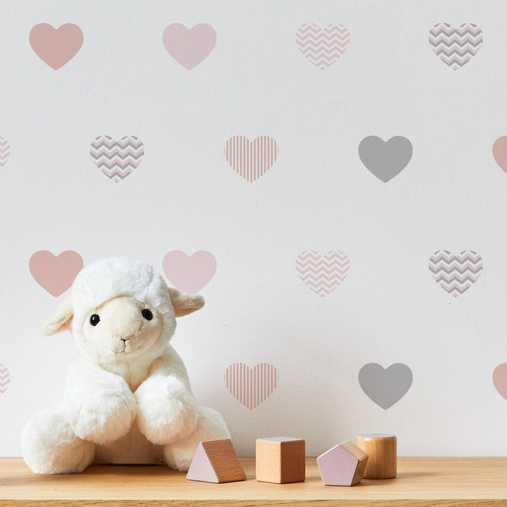 Boho Pattern Hearts Nursery Wall Decals - Parker and Olive