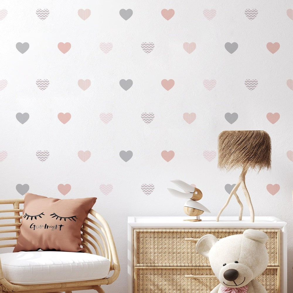 Boho Pattern Hearts Nursery Wall Decals - Parker and Olive