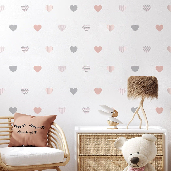 Boho Pattern Hearts Nursery Wall Decals - Parker and Olive