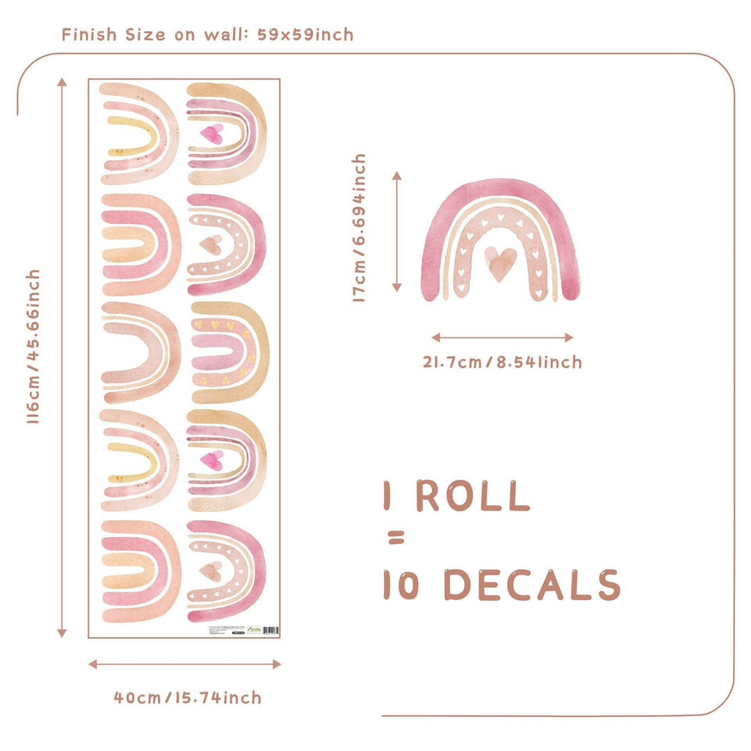 Pink Rainbow Wall Decal Stickers - Parker and Olive