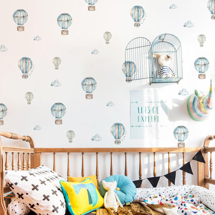 Blue Hot Air Balloon Wall Decals - Parker and Olive