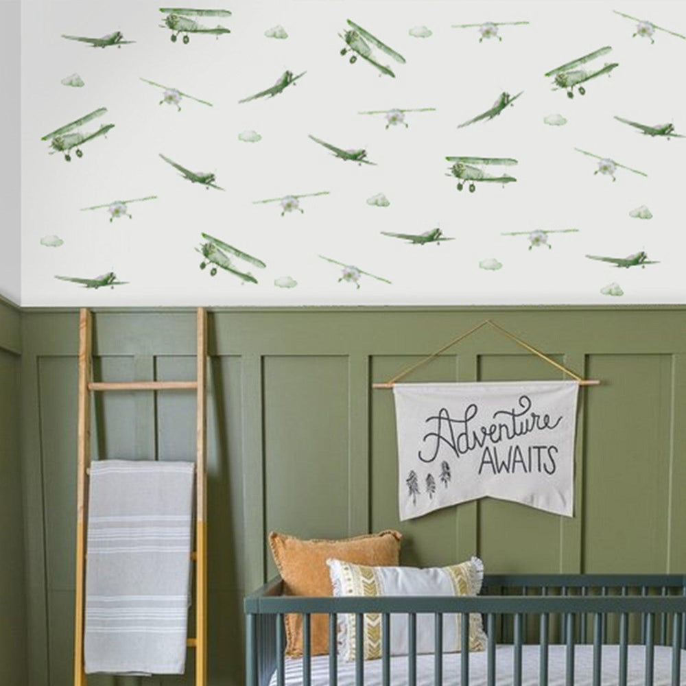 Green Airplane Wall Decals - Parker and Olive