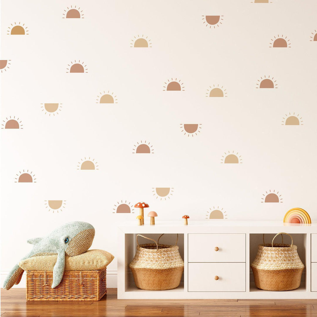Boho Wall Decal Stickers - Half Sun Brown - Parker and Olive