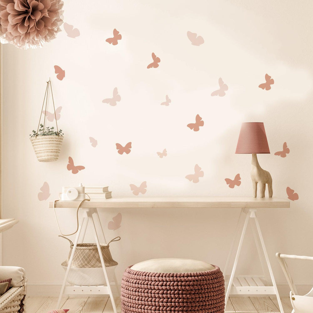 Boho Soft Pink Butterfly Nursery Wall Decals - Parker and Olive