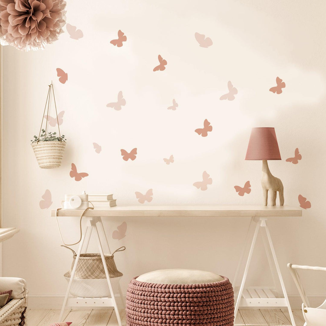 Boho Soft Pink Butterfly Nursery Wall Decals - Parker and Olive