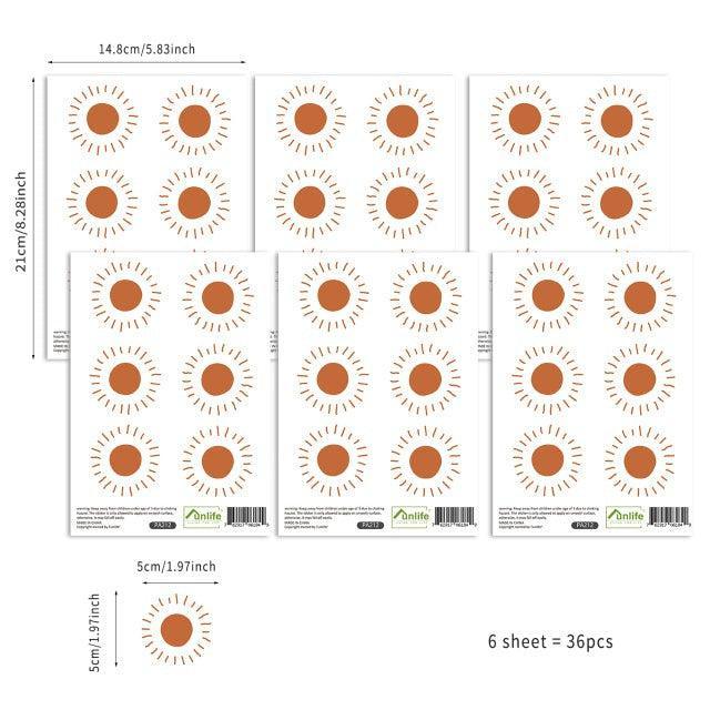 Boho Wall Decal Stickers - Sun - Parker and Olive