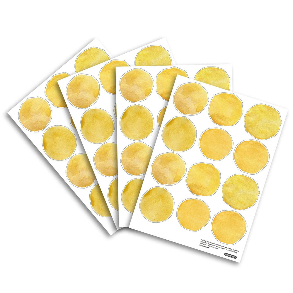 Funlife® Watercolor Circle Pattern Lemon Yellow Hand Print Removable Vinyl Wall Stickers Dots Wall Stickers for Nursery Room - Parker and Olive